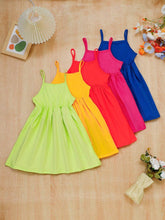 5pcs/Set Assorted Colors Summer Spaghetti Strap Sundress For Young Girls